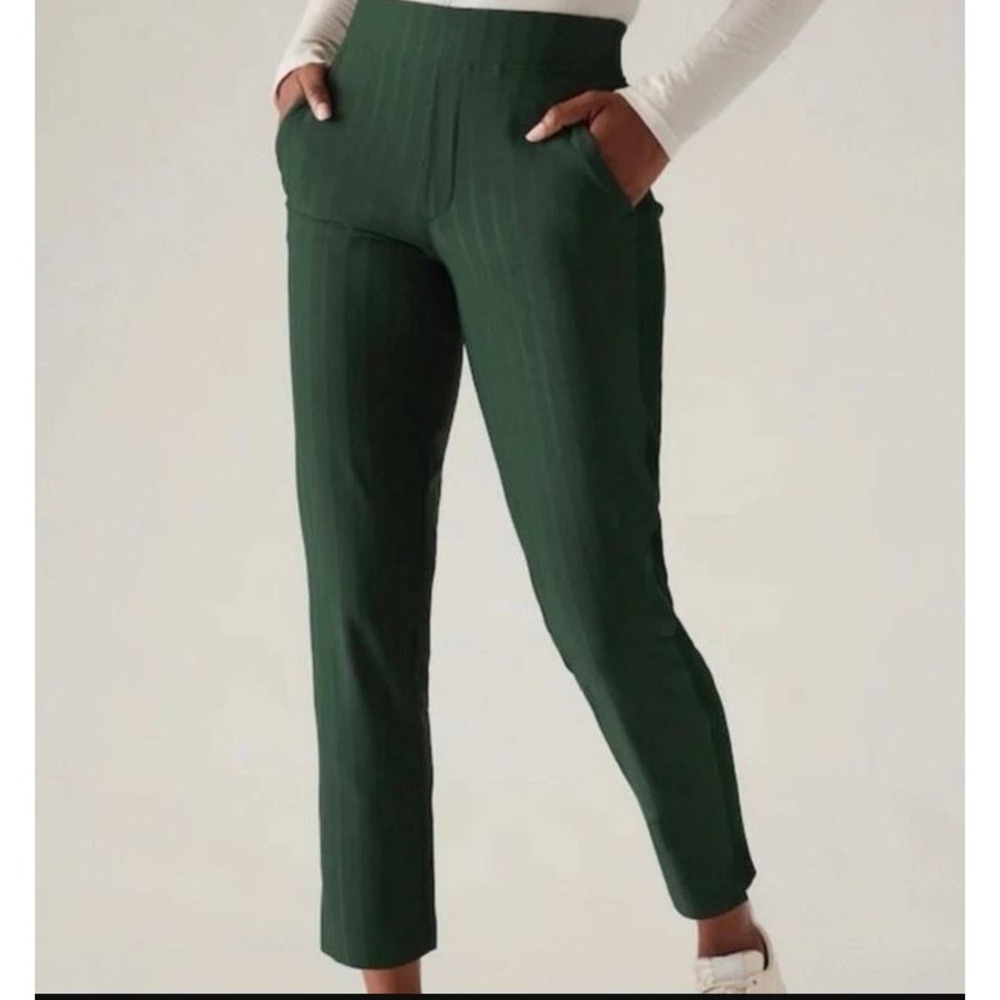 Athleta Brooklyn Ankle‎ Pant in Green Seaweed Gloss Stripe Size 4 NWT
